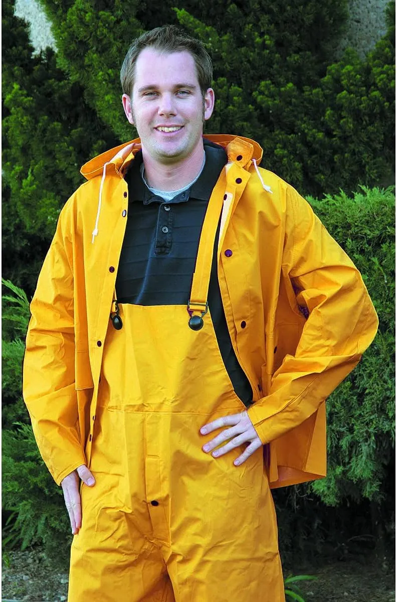 RainRider Commercial Rain Suit for Men Hi-Vis Leathercraft Heavy Duty Rain Wear Waterproof Jacket with Bib Pants Overall