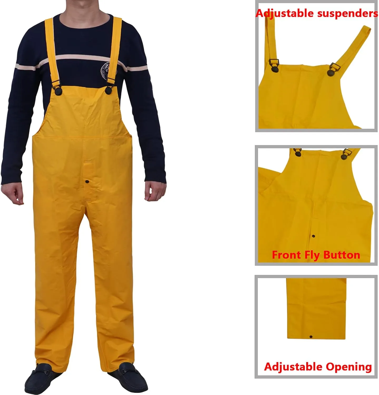 RainRider Commercial Rain Suit for Men Hi-Vis Leathercraft Heavy Duty Rain Wear Waterproof Jacket with Bib Pants Overall