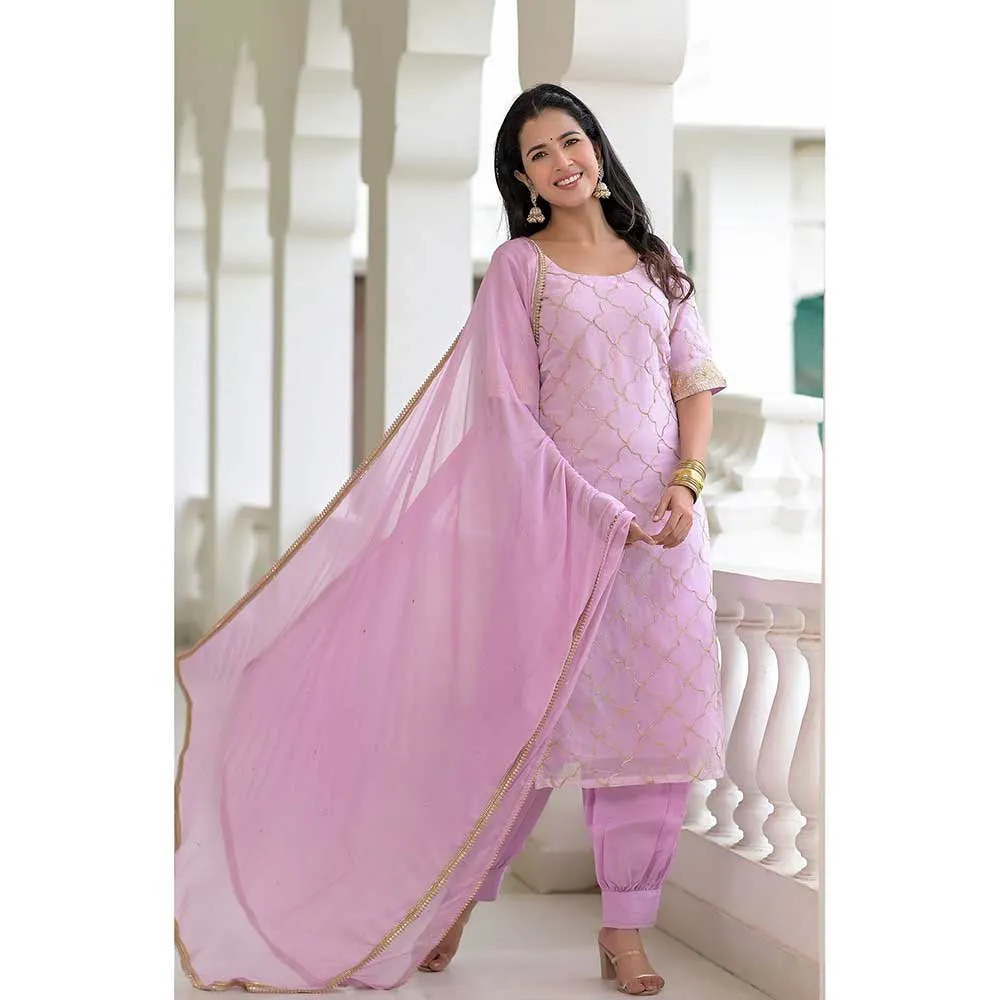 Rangpur Lavender Gota Suit - Set of 3
