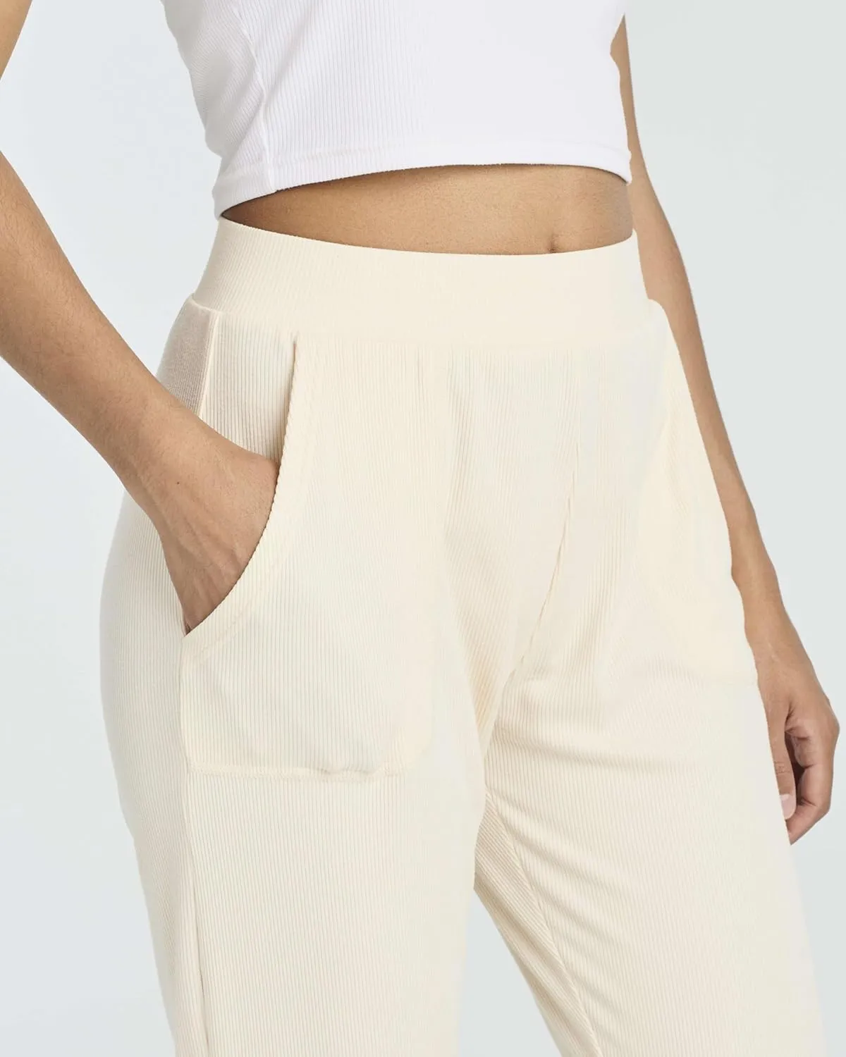 Real Essentials 3 Pack: Women's Ribbed Capri Jogger Lounge Sweatpants with Pockets Yoga Workout (Available in Plus Size)