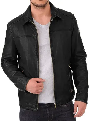 Real Lambskin Classic Leather Jacket | Genuine Leather Biker Jacket men