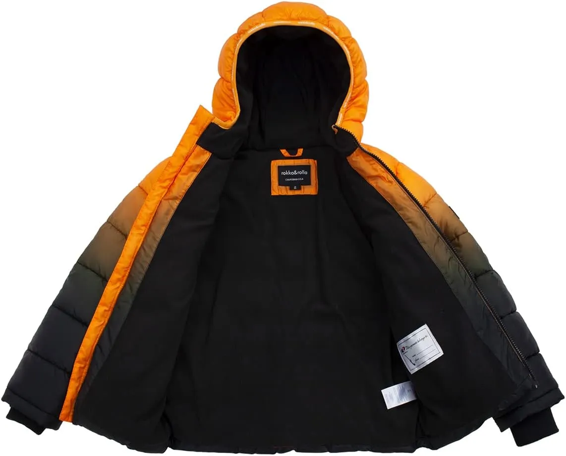 Rokka&Rolla Boys' Heavyweight Puffer Jacket Warm Fleece Lined Winter Coat