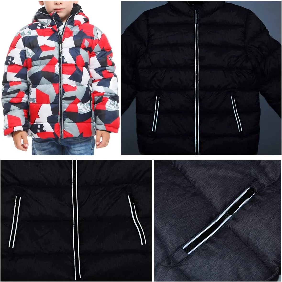 Rokka&Rolla Boys' Heavyweight Puffer Jacket Warm Fleece Lined Winter Coat