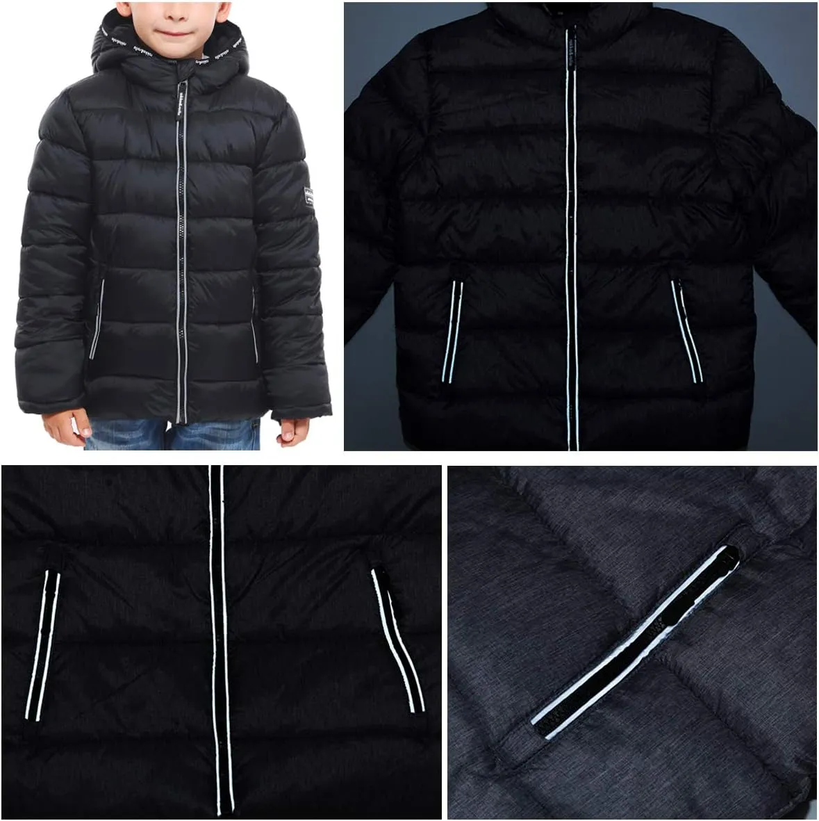 Rokka&Rolla Boys' Heavyweight Puffer Jacket Warm Fleece Lined Winter Coat