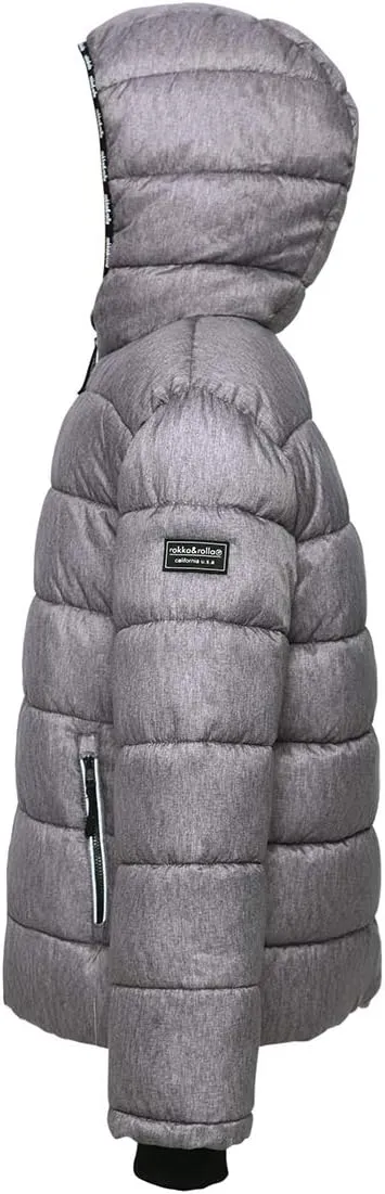 Rokka&Rolla Boys' Heavyweight Puffer Jacket Warm Fleece Lined Winter Coat