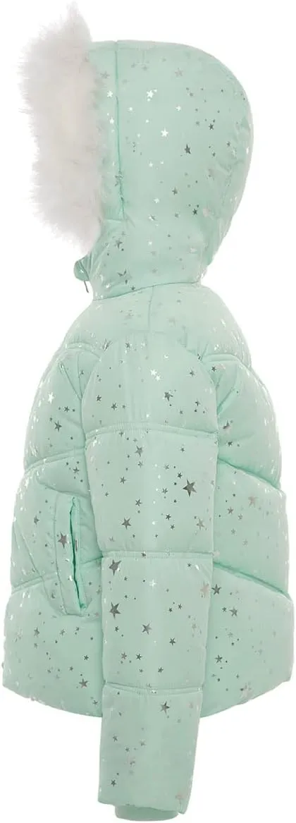 Rokka&Rolla Girls' Heavyweight Puffer Jacket Quilted Winter Coat with Hooded Faux Fur