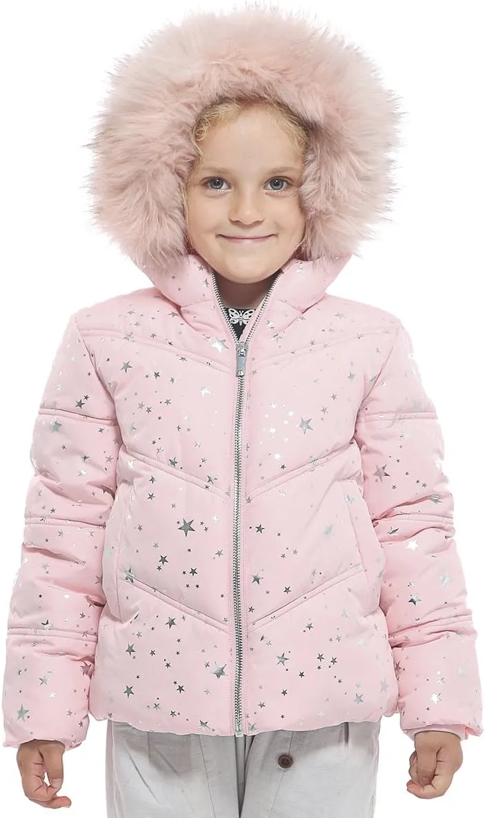 Rokka&Rolla Girls' Heavyweight Puffer Jacket Quilted Winter Coat with Hooded Faux Fur