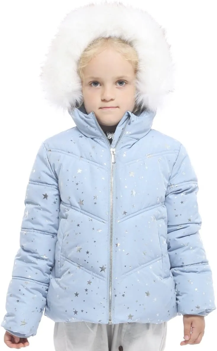 Rokka&Rolla Girls' Heavyweight Puffer Jacket Quilted Winter Coat with Hooded Faux Fur
