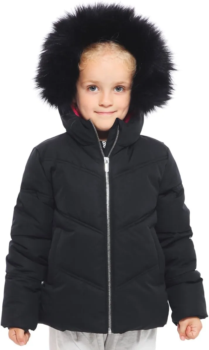 Rokka&Rolla Girls' Heavyweight Puffer Jacket Quilted Winter Coat with Hooded Faux Fur