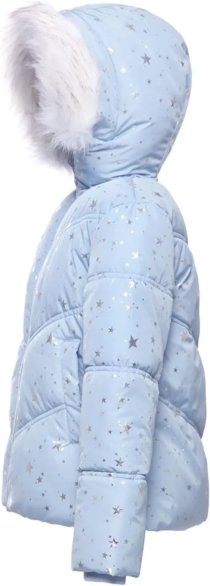 Rokka&Rolla Girls' Heavyweight Puffer Jacket Quilted Winter Coat with Hooded Faux Fur