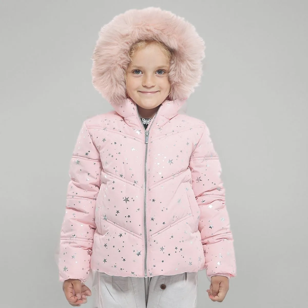 Rokka&Rolla Girls' Heavyweight Puffer Jacket Quilted Winter Coat with Hooded Faux Fur