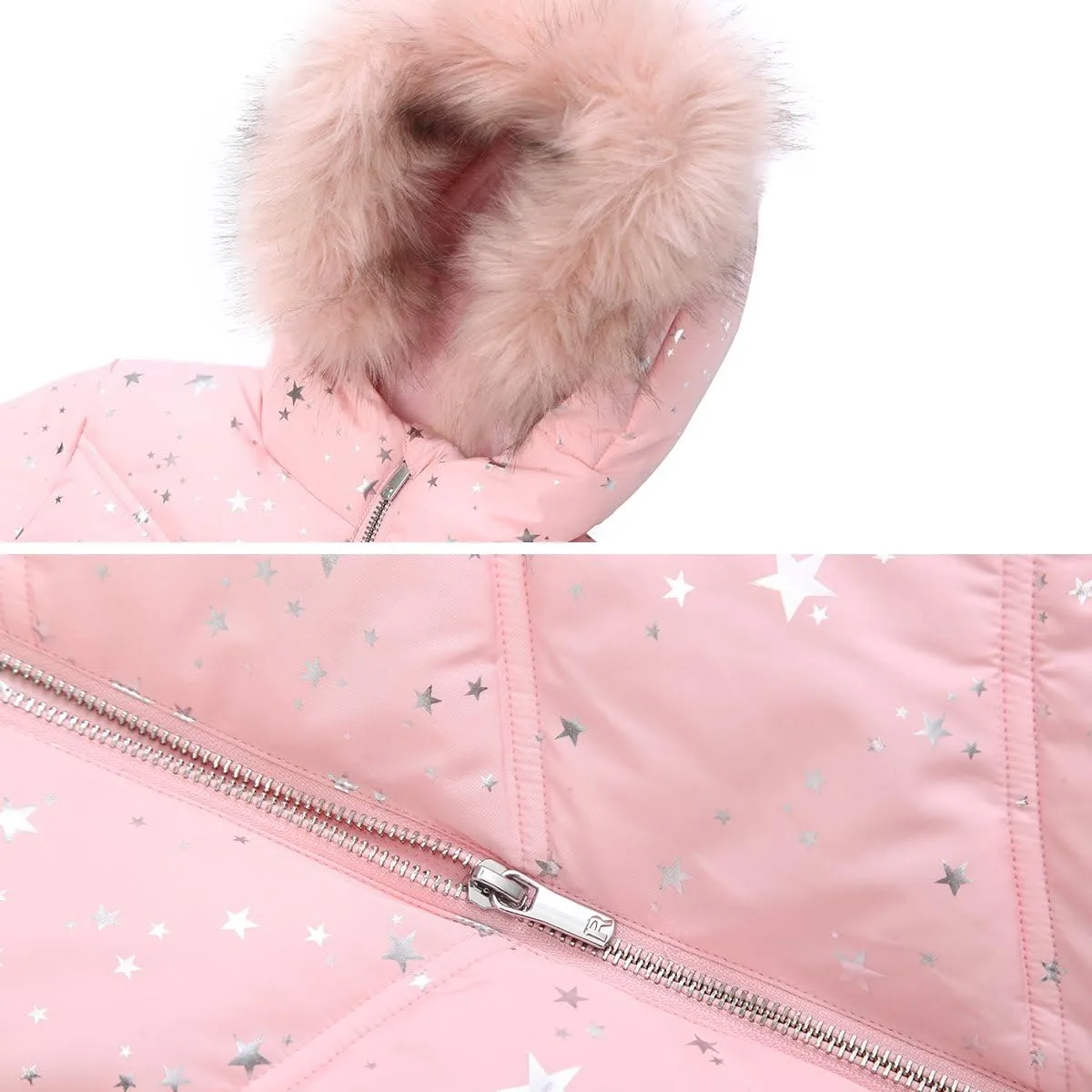 Rokka&Rolla Girls' Heavyweight Puffer Jacket Quilted Winter Coat with Hooded Faux Fur
