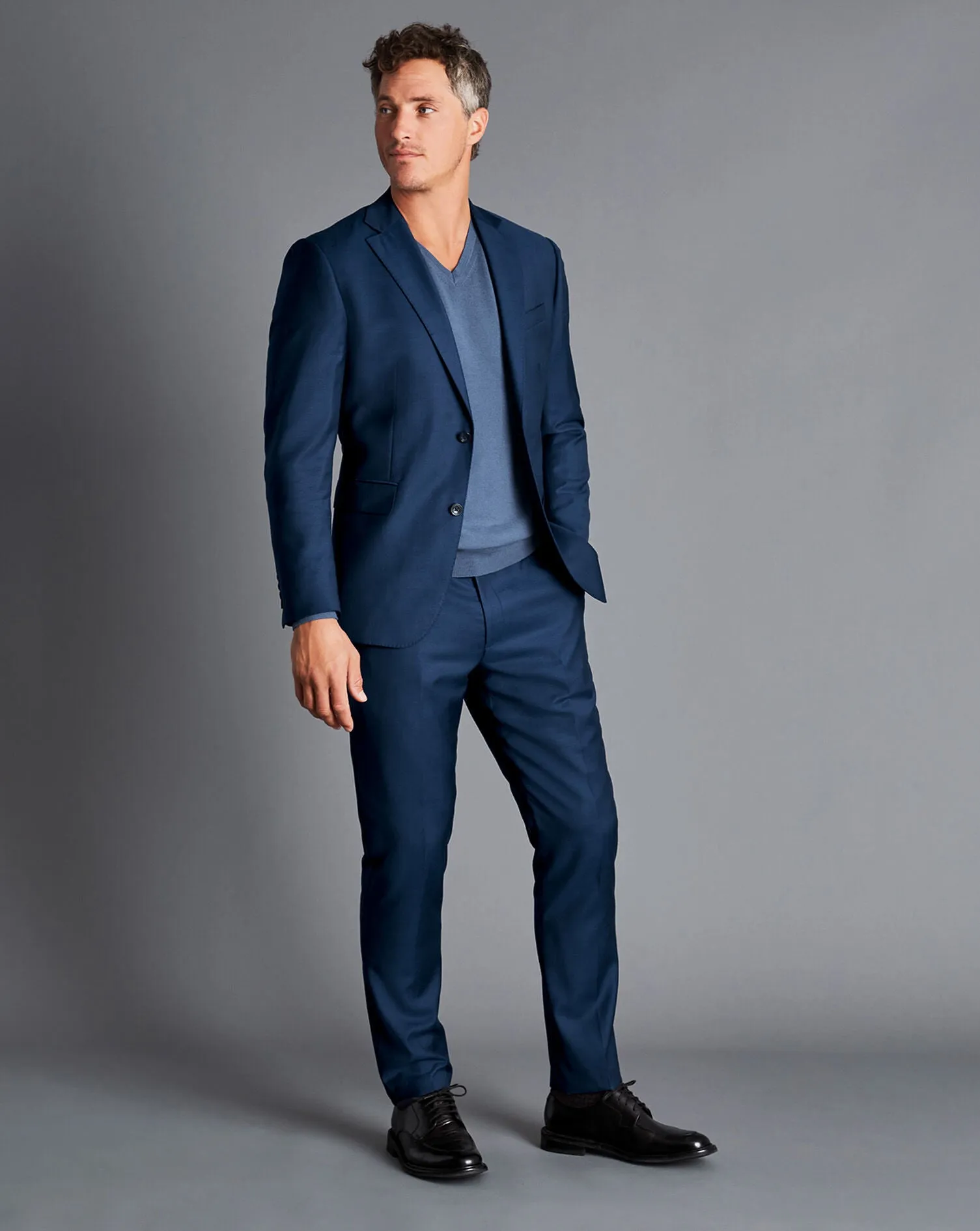 Royal Blue Slim Fit Natural Stretch Twill Suit Trouser