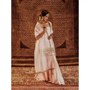 Roze Sultana Pink Sleeveless Kurta with Sharara & Dupatta (Set of 3)