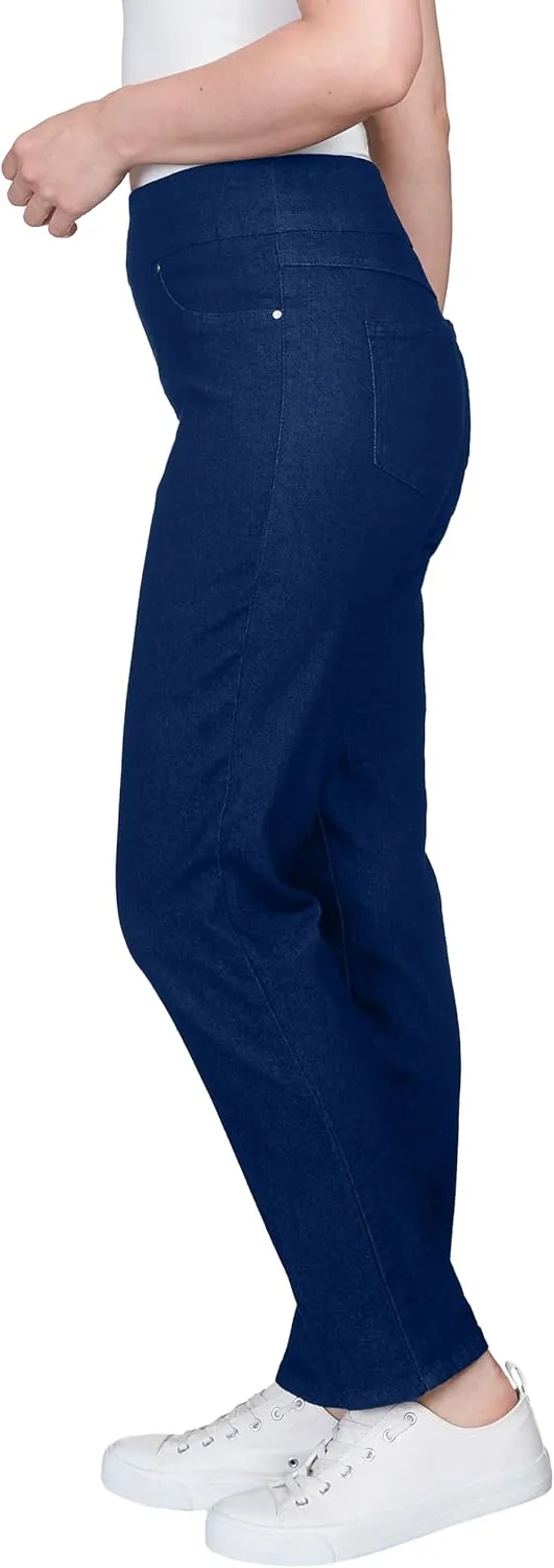 Ruby Rd. Womens Womens Mid-Rise Pull-on Straight Extra Stretch Light Weight Denim Pant