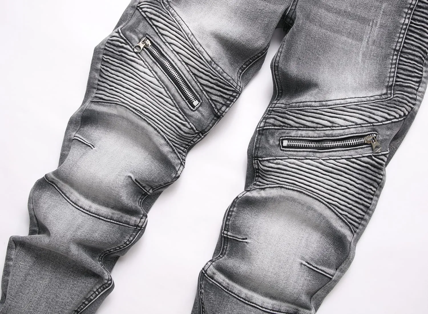 RXXKKK Men's Classic Zipper Biker Regular Fit Flex Jean