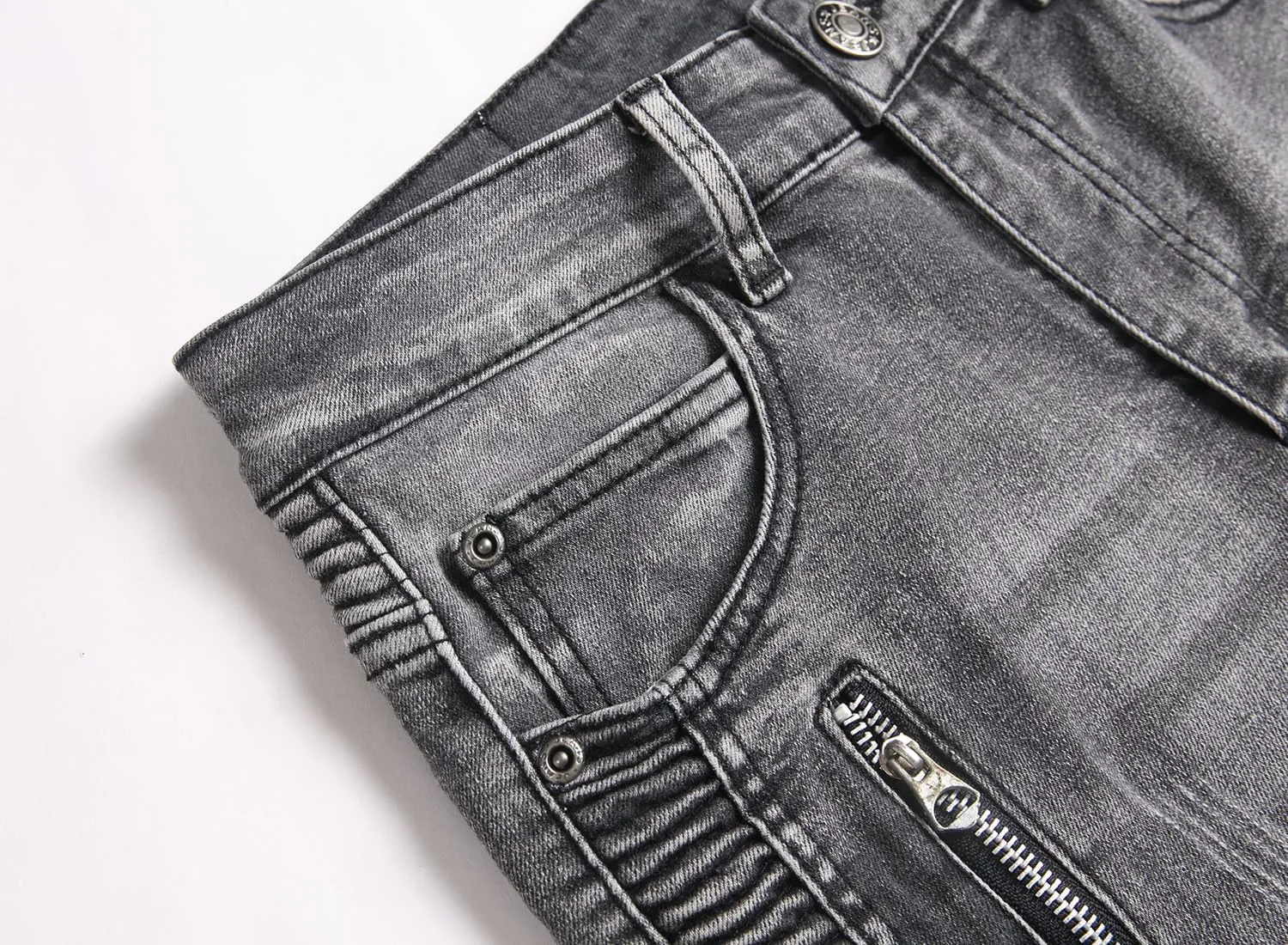RXXKKK Men's Classic Zipper Biker Regular Fit Flex Jean