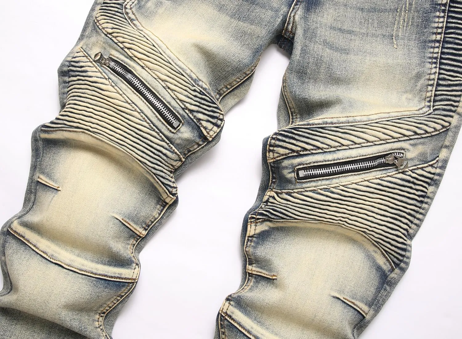 RXXKKK Men's Classic Zipper Biker Regular Fit Flex Jean