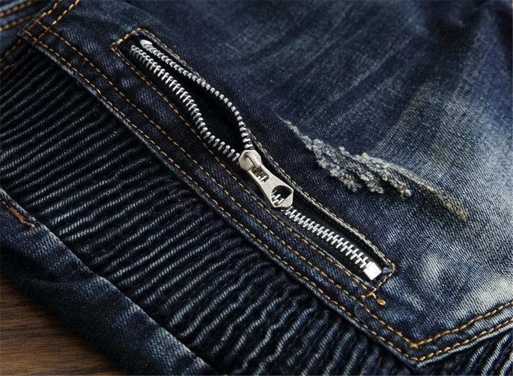 RXXKKK Men's Classic Zipper Biker Regular Fit Flex Jean