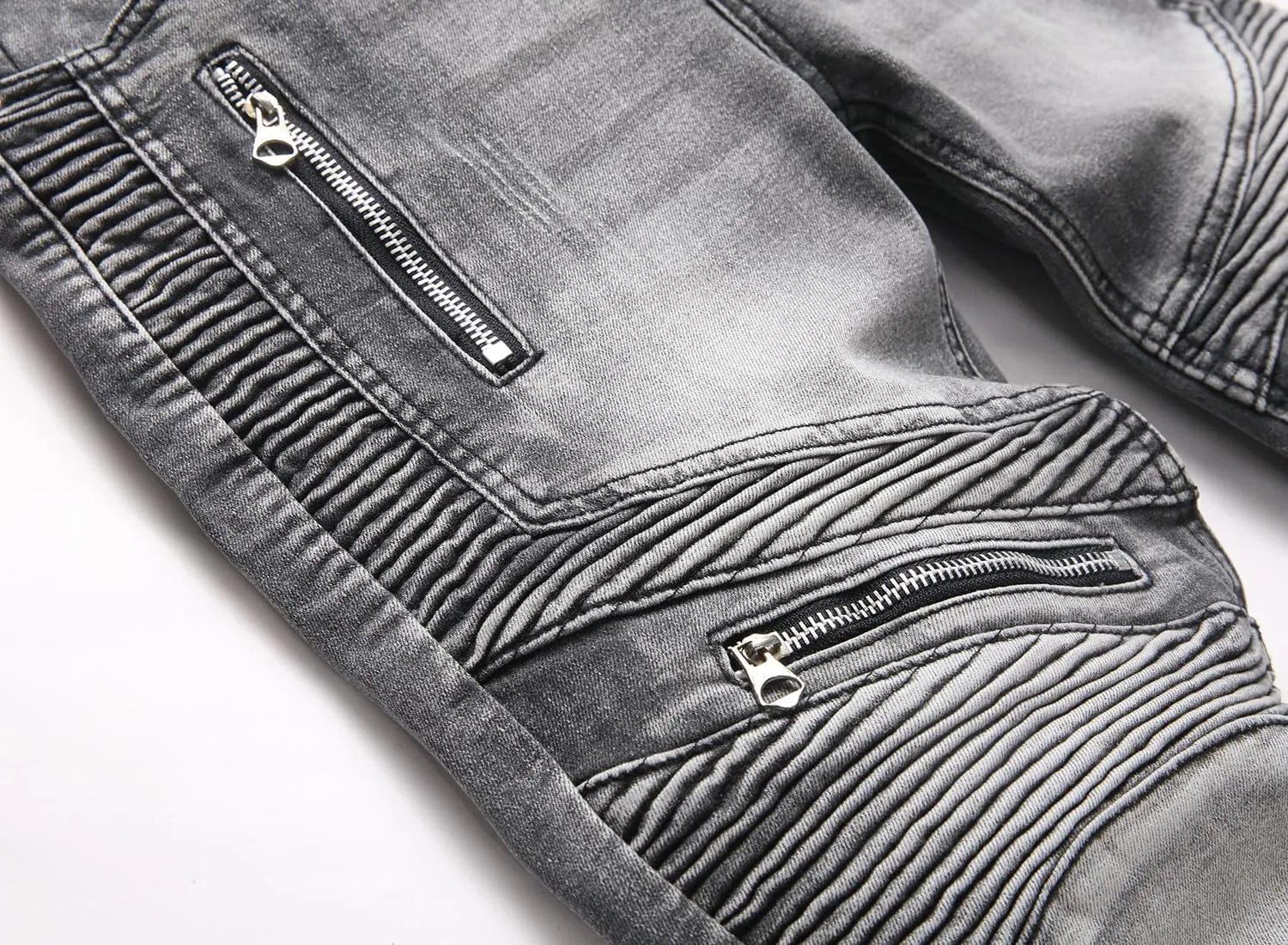 RXXKKK Men's Classic Zipper Biker Regular Fit Flex Jean