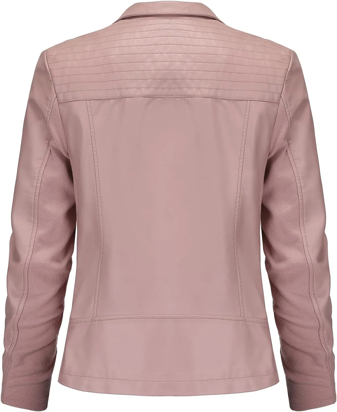 S P Y M Womens Faux Leather Jacket, Casual Fashion Quilted Zip Up Suede Coat With Elastic Rib