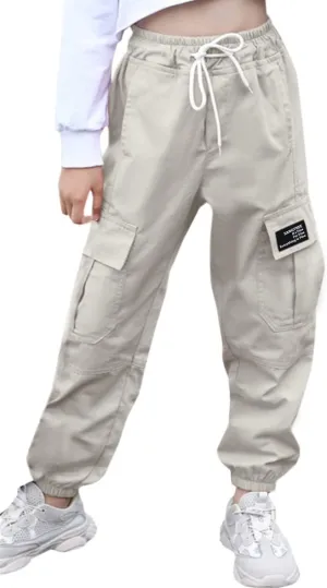 SANGTREE Girls & Womens Drawstring Cargo Jogger Pants,3 Years - Women 3XL