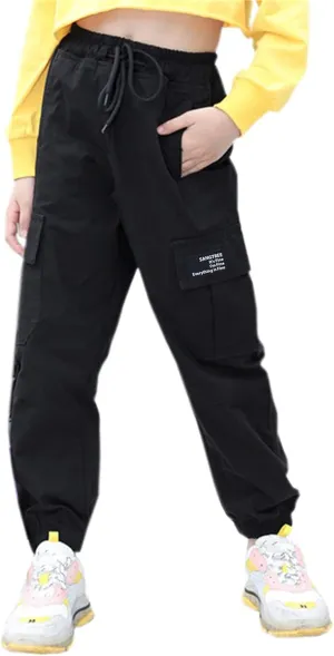 SANGTREE Girls & Womens Drawstring Cargo Jogger Pants,3 Years - Women 3XL