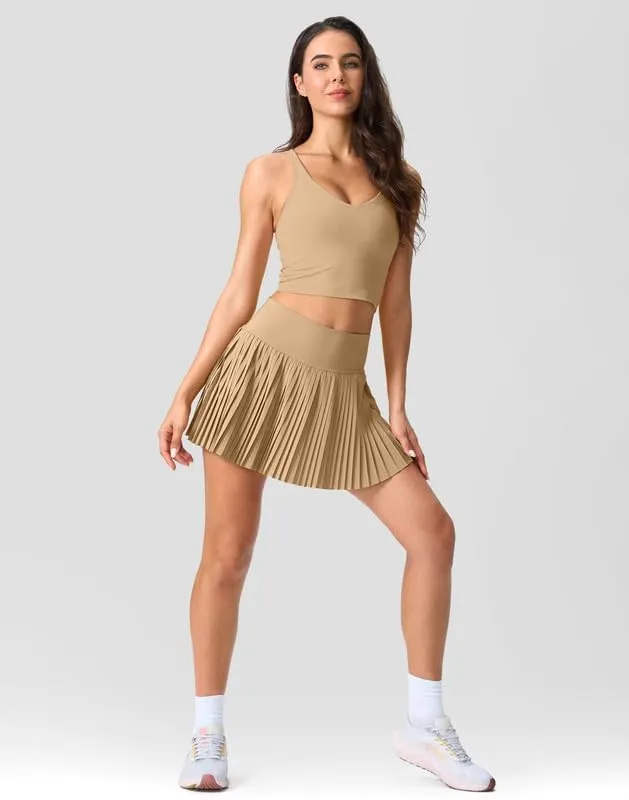 SANTINY Pleated Tennis Skirt for Women with Pockets Shorts Women's High Waisted Lightweight Athletic Golf Skorts Skirts