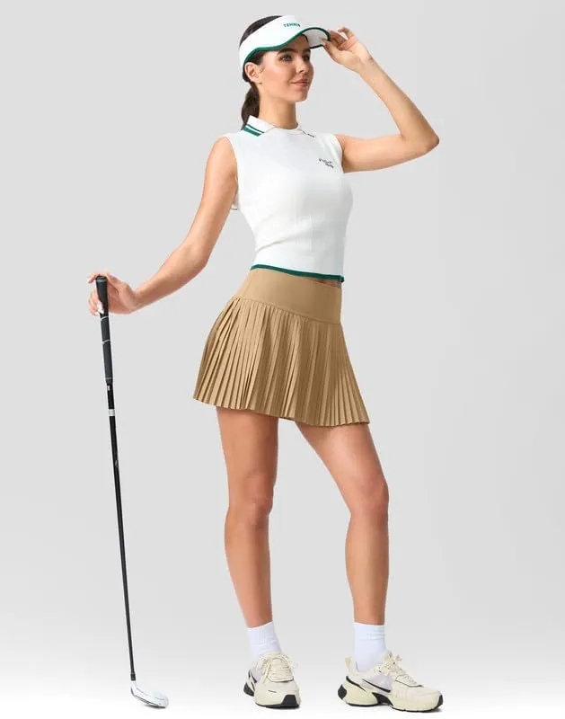 SANTINY Pleated Tennis Skirt for Women with Pockets Shorts Women's High Waisted Lightweight Athletic Golf Skorts Skirts