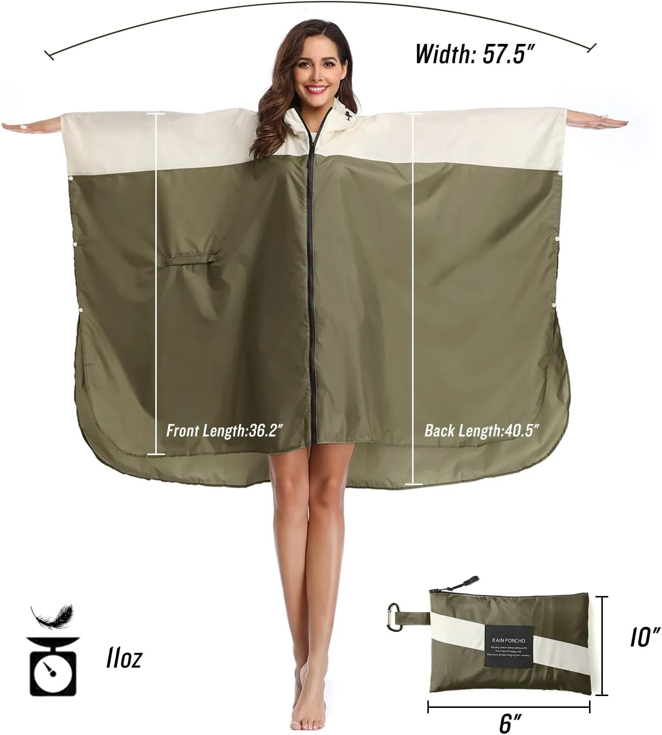 SaphiRose Unisex Rain Poncho Hooded Waterproof Raincoat for Adults Women