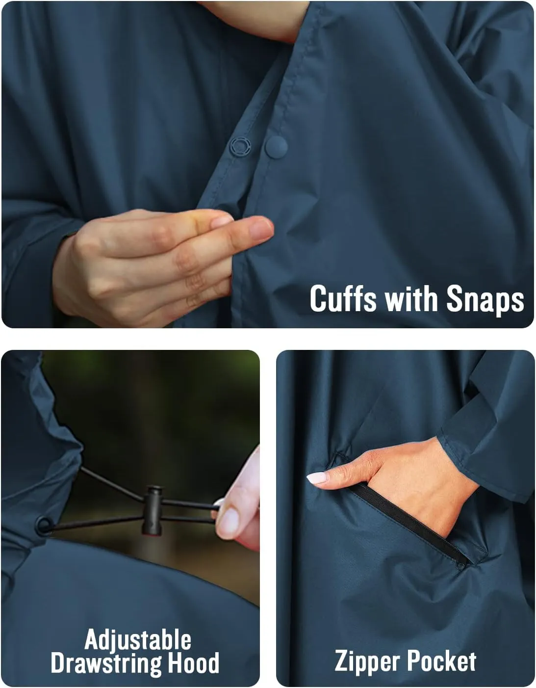 SaphiRose Unisex Rain Poncho Hooded Waterproof Raincoat for Adults Women