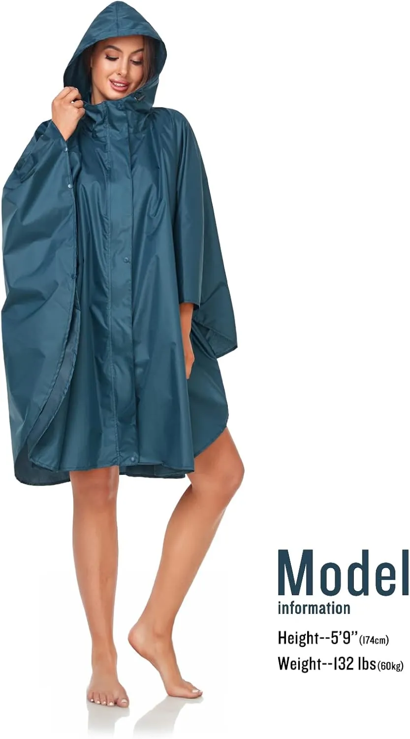 SaphiRose Unisex Rain Poncho Hooded Waterproof Raincoat for Adults Women