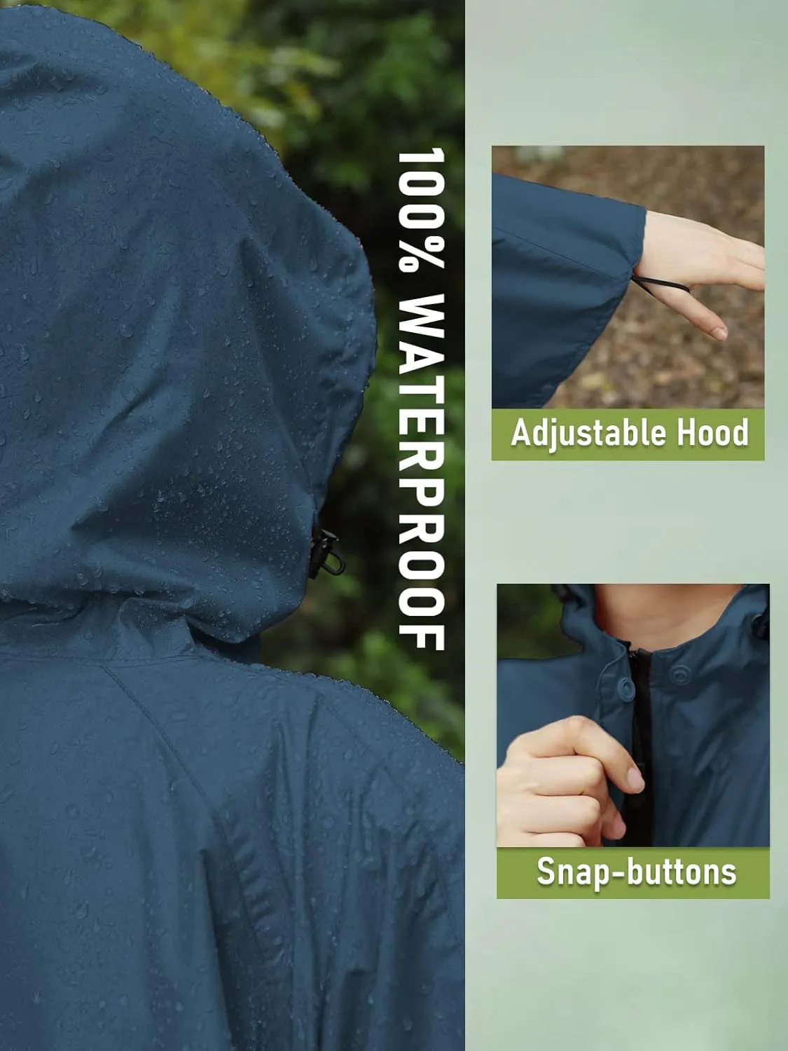 SaphiRose Unisex Rain Poncho Hooded Waterproof Raincoat for Adults Women