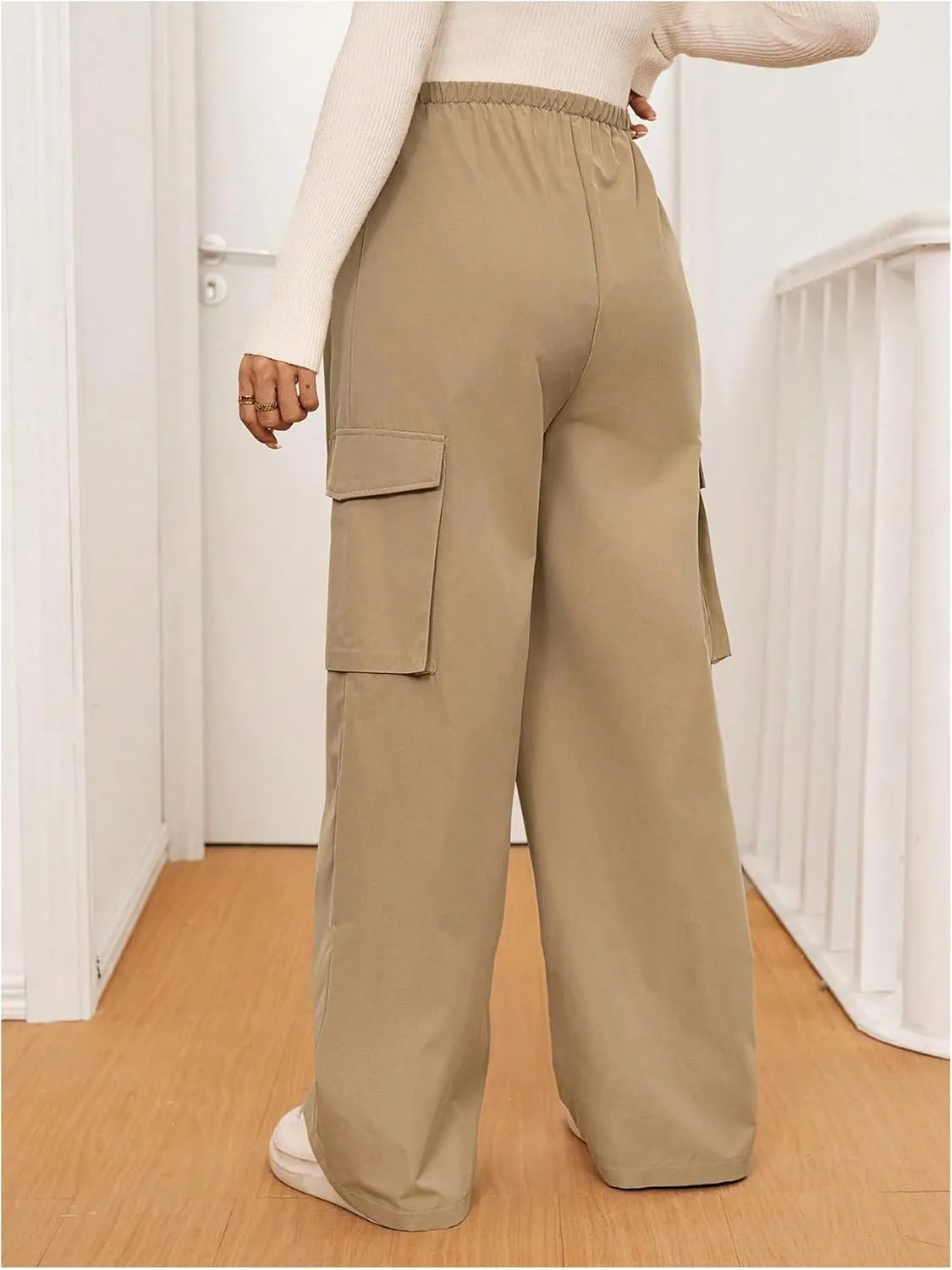 SHENHE Women's Maternity Cargo Pants High Waist Wide Leg Loose Pregnancy Trousers
