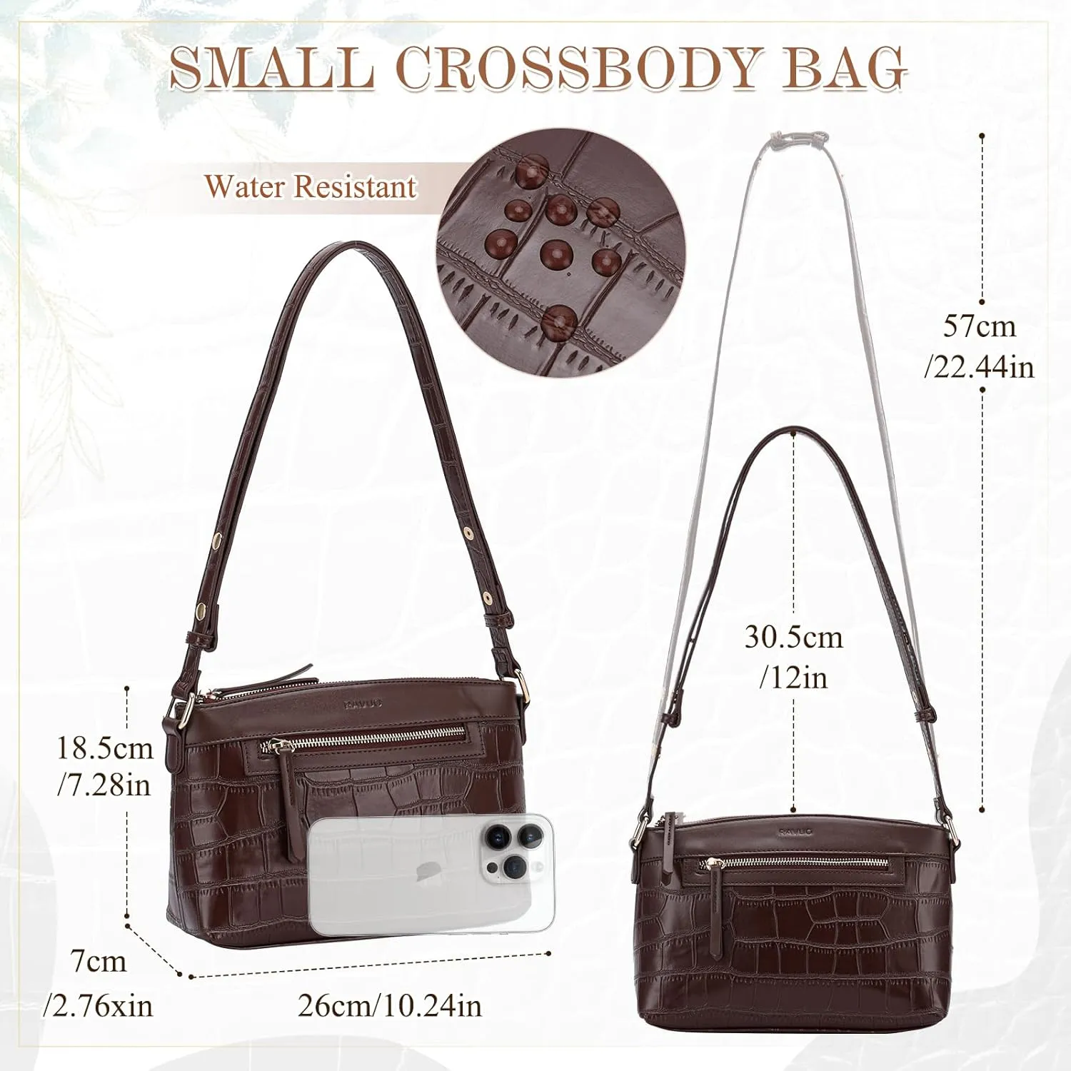 Small Shoulder Bags,RAVU Hobo Crossbody Purses for Women Crocodile Leather Clutch w Adjustable Strap