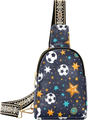 Small Sling Bag for Women Football Space Star Leather Crossbody Bags Chest Bag Waist Packs