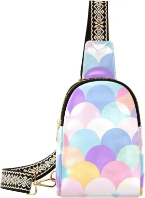 Small Sling Bag for Women Pastel Rainbow Colors Leather Crossbody Bags Chest Bag Waist Packs