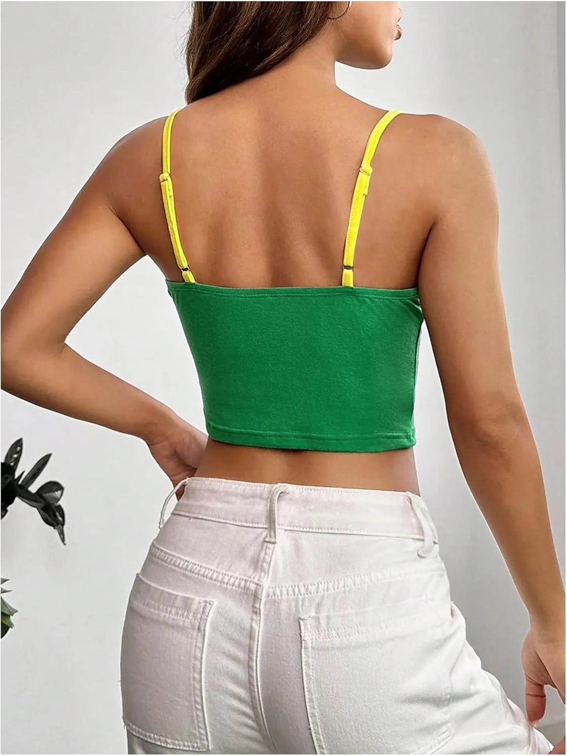 SOLY HUX Women's Y2k Letter Graphic Crop Top Vintage Spaghetti Strap Camisole Slim Fit Cami Tops Streetwear
