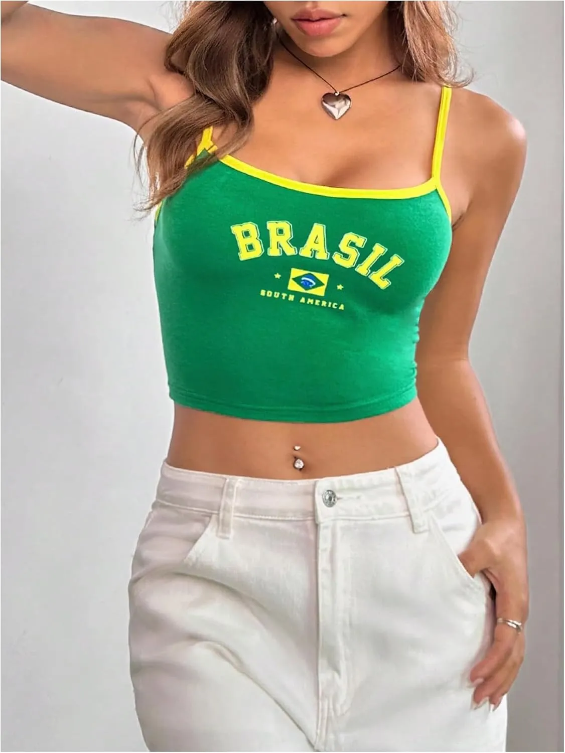 SOLY HUX Women's Y2k Letter Graphic Crop Top Vintage Spaghetti Strap Camisole Slim Fit Cami Tops Streetwear