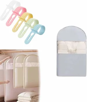 Space Saving Hanging Garment Bag with Self Compression Zipper, Garment Bags for Hanging Clothes Space Saver Dust Cover Clothes Storage Bags for Down Coat (Blue, S-35.4 * 22.8 * 5.9in)
