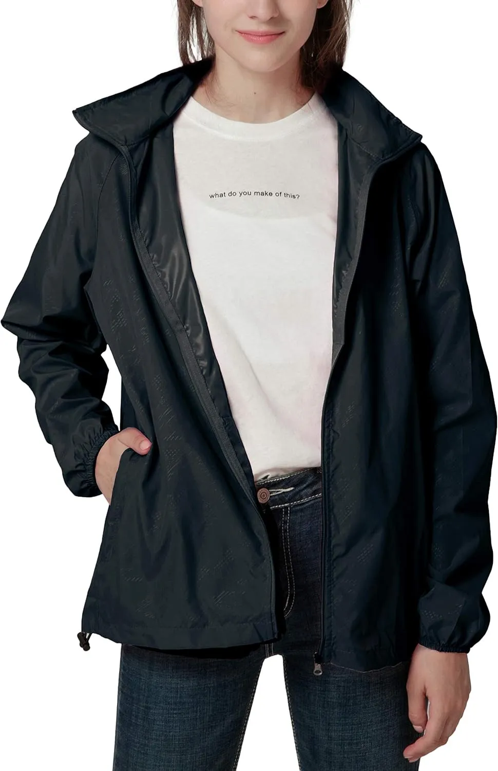 Spmor Women's Lightweight Waterproof Jacket Packable Windbreaker Running Coat