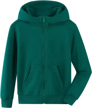 Spring&Gege Boys Full Zip Hoodies High Neck Mid-weight Fleece Hooded Sweatshirts for Children