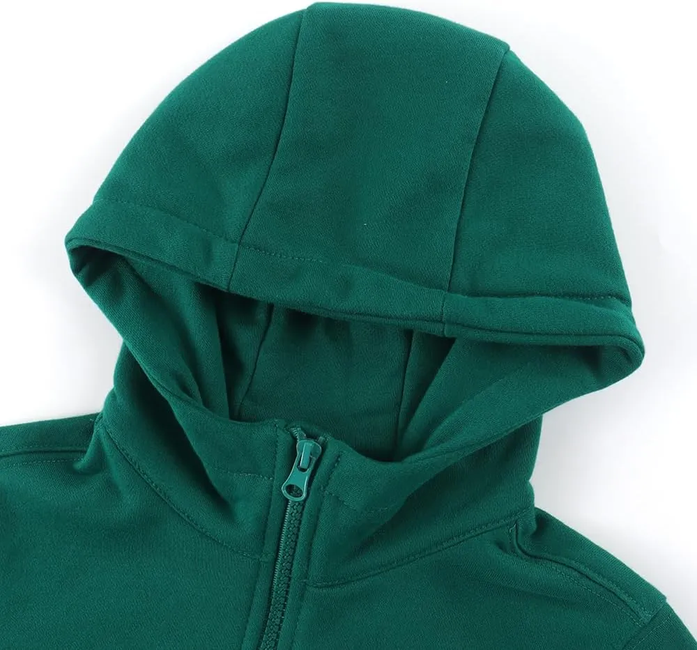 Spring&Gege Boys Full Zip Hoodies High Neck Mid-weight Fleece Hooded Sweatshirts for Children