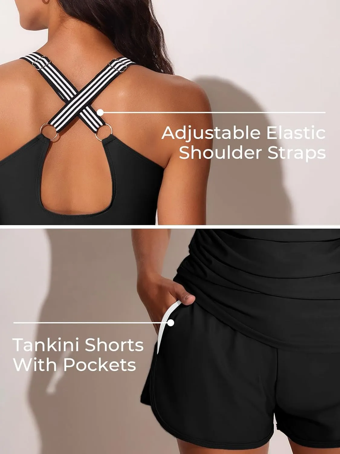 Summer Mae Modest Tankini Swimsuits for Women 2025 Two Piece Bathing Suits with Sporty Pockets Boy Shorts for Tummy Control