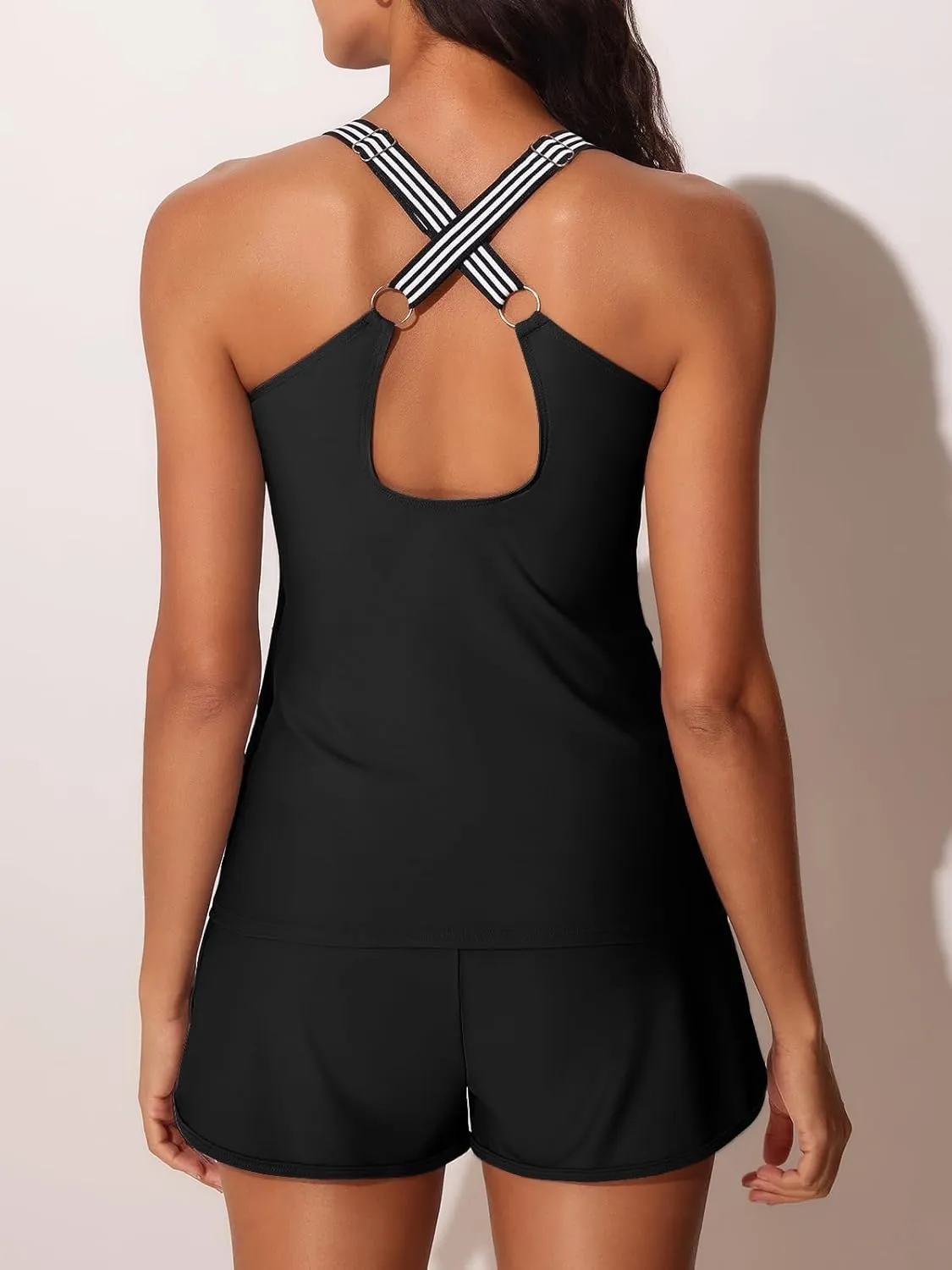 Summer Mae Modest Tankini Swimsuits for Women 2025 Two Piece Bathing Suits with Sporty Pockets Boy Shorts for Tummy Control