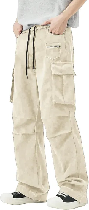 Sweatpants for Men Sport Tapered Classic Jogger Mens Split Ripstop Slim Fit Joggers Elasticated Waist Solid Slacks