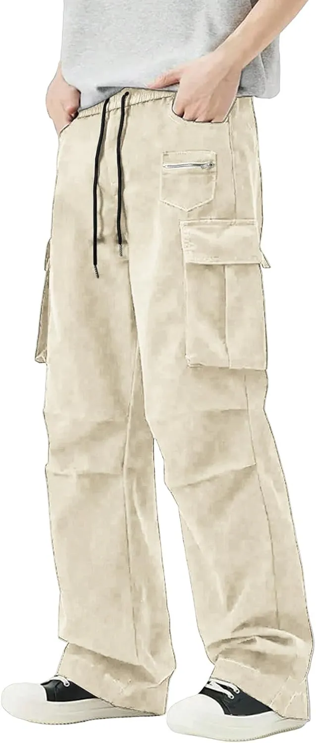 Sweatpants for Men Sport Tapered Classic Jogger Mens Split Ripstop Slim Fit Joggers Elasticated Waist Solid Slacks