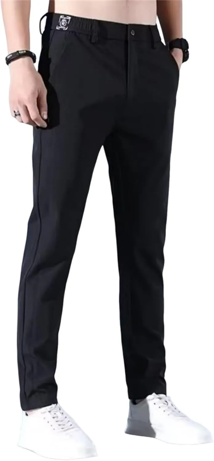 Sweatpants for Men Tapered Combat Slacks Man Track Slimming Elasticated Waist Solid Split Ripstop Pant