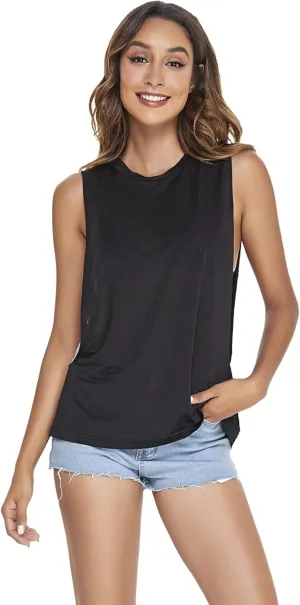 SweatyRocks Women's Workout Yoga Tops Sheer Mesh Gym Exercise Shirts Flowy Tank Top