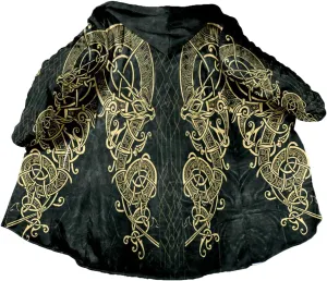Symbol Tattoo Raven Odin Viking Overcoat 3D All Over Print Thick Warm Hooded Cloak Men Windproof Fleece Jacket